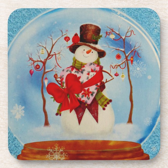 Snowman in a Snow Globe Coaster (Front)