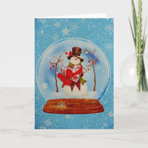 Snowman in a Snow Globe Holiday Card