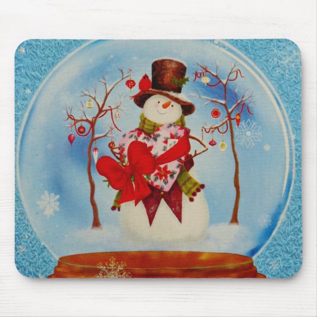 Snowman in a Snow Globe Mouse Pad (Front)