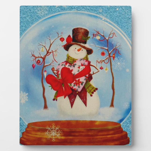 Snowman in a Snow Globe Plaque (Front)