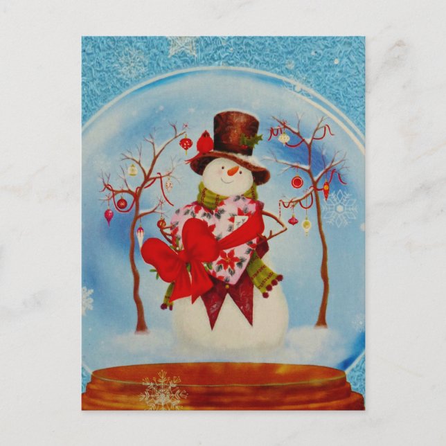 Snowman in a Snow Globe Postcard (Front)
