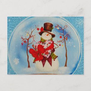 Snowman in a Snow Globe Postcard