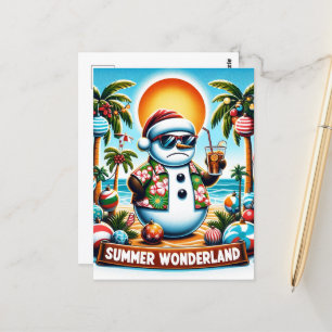 Snowman in a Summer Wonderland Postcard