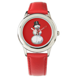 Snowman in a Top Hat Background Child Customisable Watch