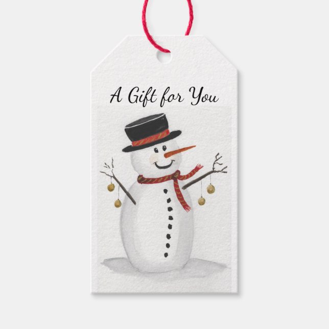 Snowman in a Top Hat Gift Tag (Front)