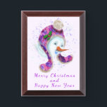 Snowman In Beanie Hat Funny Christmas Gift Plaque<br><div class="desc">Plaque with Happy Snowman In Purple Pink Beanie Winter Hat Funny Christmas Gift - or Choose / Add Your Unique Text / Name / Colour - Make Your Special Plaques Gift - Resize and move or remove / add elements - image / text with customisation tool. Painting and Design by...</div>