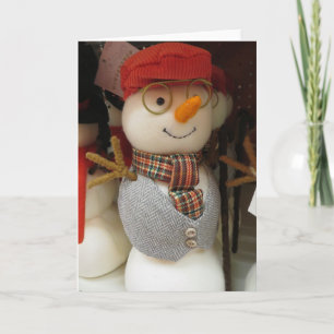 Snowman In Glasses Holiday Card
