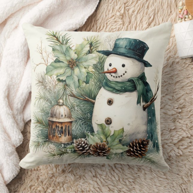 Snowman in Green Cushion (Blanket)