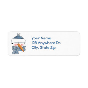 Snowman in Green Return Address Label