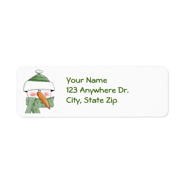 Snowman in Green Return Address Label (Front)