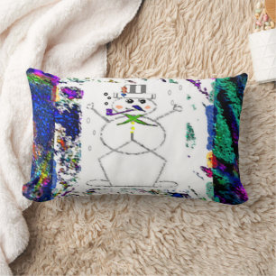 "Snowman in Living Colour" Throw Pillow