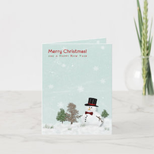 Snowman in Meadow Christmas Xmas Holiday Card
