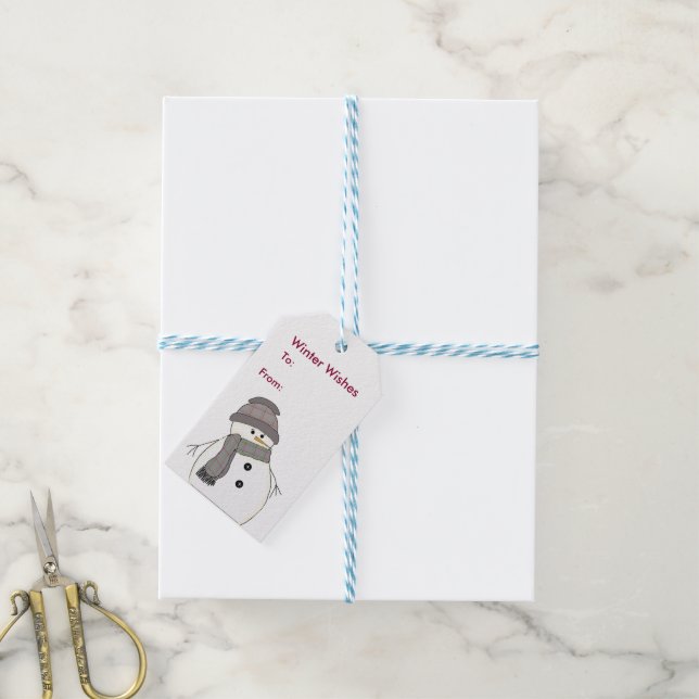 Snowman in Plaid Gift Tags (With Twine)