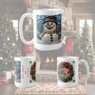Snowman in Snow Christmas Customisable Coffee Mug