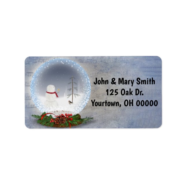 Snowman in Snow Globe  Label (Front)