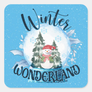 Snowman in Snow Globe Square Sticker