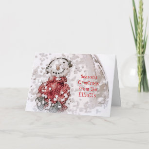 Snowman in Snow Globe Watercolor Card