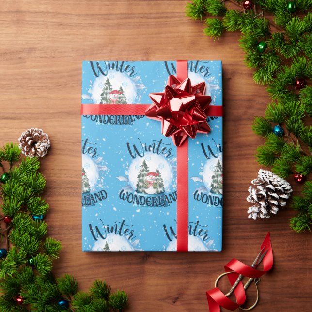 Snowman in Snow Globe Wrapping Paper (Holiday Gift)