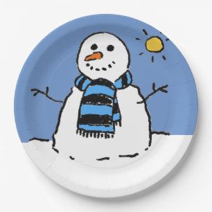Snowman in Sunshine Paper Plate