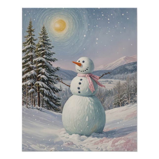 Snowman in the Alpine Glow Poster (Front)