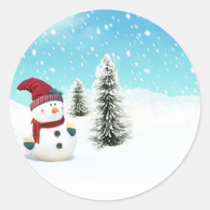 Snowman in the Snow Classic Round Sticker