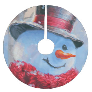 Snowman in the Woods Brushed Polyester Tree Skirt