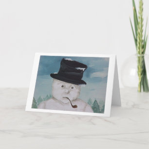 Snowman in thought holiday card