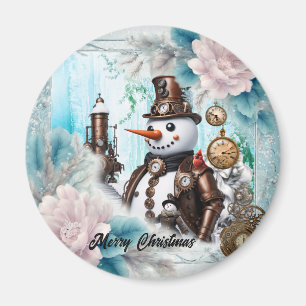 Snowman in Time! Steampunk Snowman Magnet