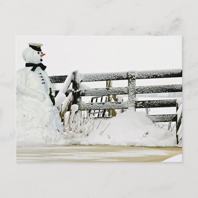 Snowman in winter in the Netherlands Postcard (Front)