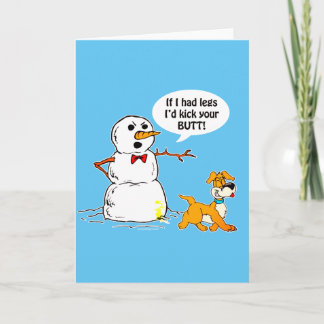 Snowman Joke Blue Holiday Card