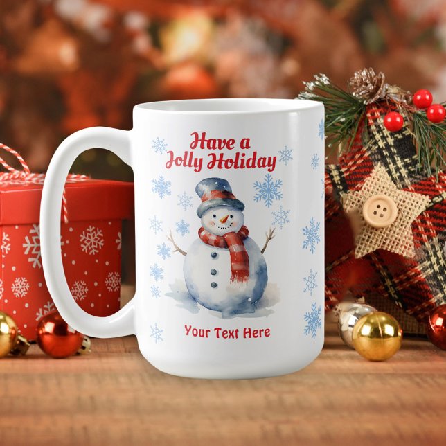 Snowman Jolly Holiday Christmas Snowflakes Mug (Creator Uploaded)
