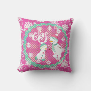 Snowman Joy Christmas Holiday Pillow