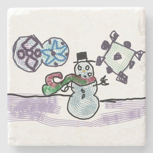 Snowman joy stone coaster (Front)