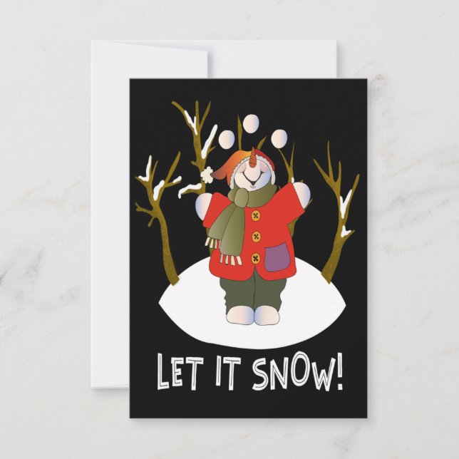 Snowman Juggling Snowball Christmas Card (Front)