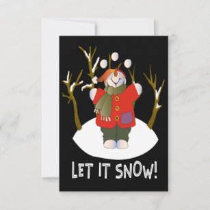Snowman Juggling Snowball Christmas Card