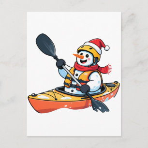 Snowman Kayaker Christmas 2026 Holiday Water Sport Announcement Postcard