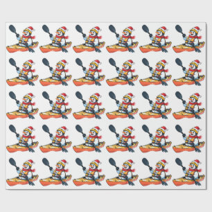 Snowman Kayaker Christmas 2026 Holiday Water Sport Wrapping Paper