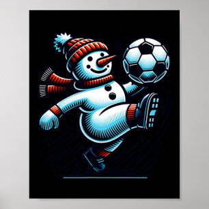 Snowman Kicking A Soccer Byll Poster