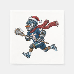 Snowman Lacrosse Christmas 2026 Holiday Sports Napkin