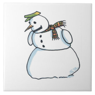Snowman large ceramic tile