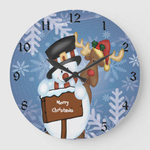 Snowman Large Clock