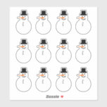 Snowman (Left-Facing) Winter Holiday Christmas<br><div class="desc">This super-fun sticker will brighten anyone's day! A white snowman has black coal eyes, smiling mouth, and buttons, a black top hat, and an extra-long orange carrot nose. Great for Christmas or Hanukkah cards or gift-wrapping, winter birthday presents or cards, party favour bags, or winter-themed crafts. And, don't forget the...</div>