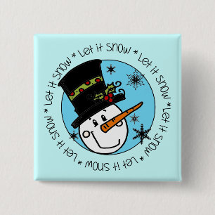 Snowman Let It Snow 15 Cm Square Badge