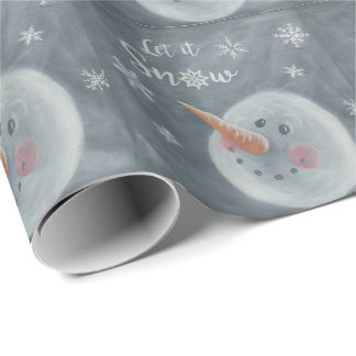 Snowman Let It Snow faux chalkboard gift wrapping Wrapping Paper