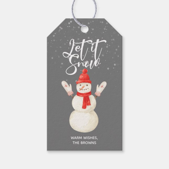 Snowman Let it Snow gift tag (Front)