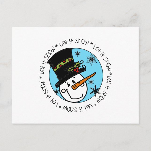 Snowman Let It Snow Holiday Postcard (Front)