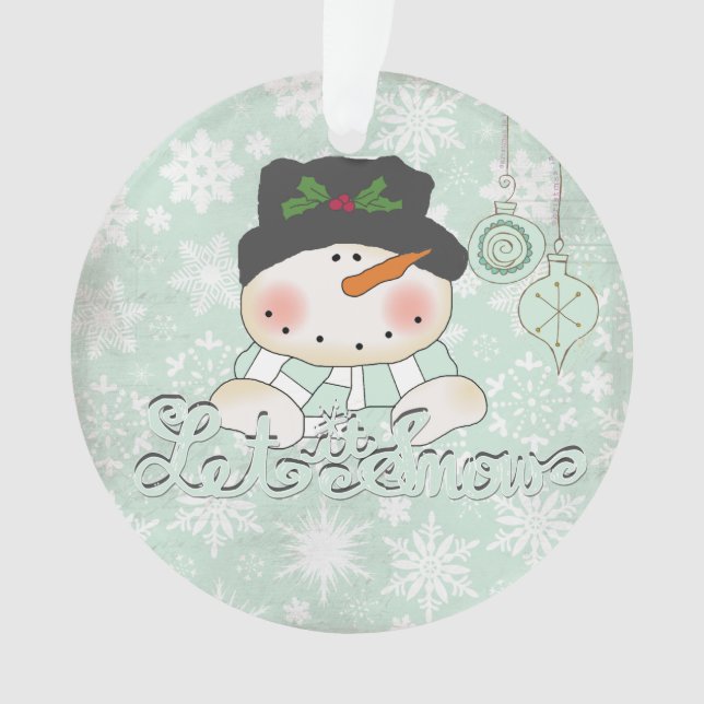 Snowman Let it Snow Personalised Acrylic Ornament (Front)
