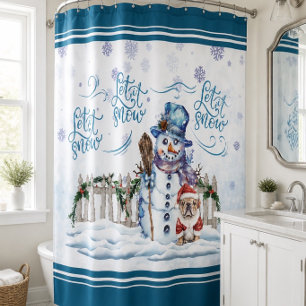 Snowman Let it Snow Shower Curtain