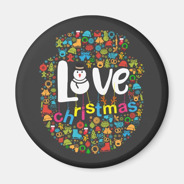Snowman Love Christmas Decorations Magnet (Front)