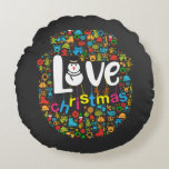 Snowman Love Christmas Decorations Round Cushion<br><div class="desc">Cute design of a Gingerbread Snowman Love Christmas Decorations decorations. Makes a special present for anyone during the holiday season.</div>